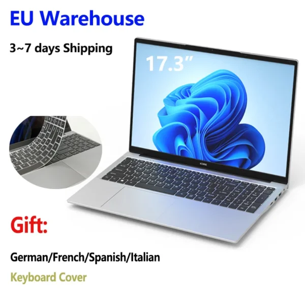 2025 New 17.3" Laptop 16GB RAM 512GB 1TB SSD Intel N150 Portable Notebook Lightweight Windows 11PRO