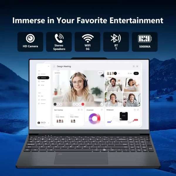 Abbeff154a1814f6ca97f69a35fec5a4cH.webp Portable NotebookIntel Core i9-9900U Windows 11 Pro 15.6 inch Laptop Computer HD Screen 16GB RAM 1TB 2TB SSD laptops PC