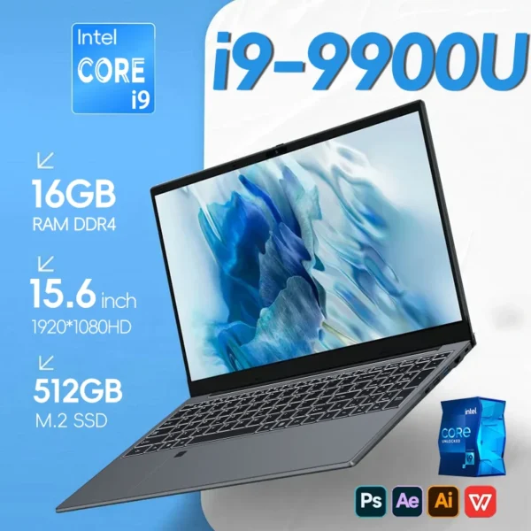 Adb271da5013f4162a1d617a574e267019.webp Portable NotebookIntel Core i9-9900U Windows 11 Pro 15.6 inch Laptop Computer HD Screen 16GB RAM 1TB 2TB SSD laptops PC