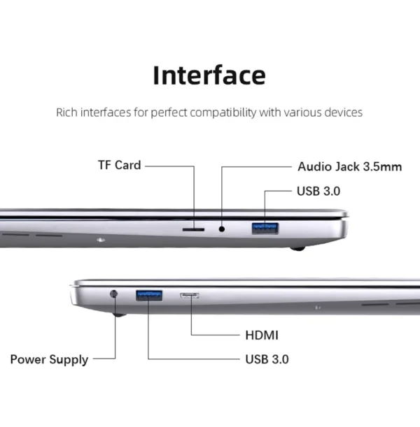 Ultra Slim Windows 11 Laptop Computer 14.1" 12GB RAM 512GB 1TB SSD Intel A3950 Notebook Gamer 1920*1080 Office Study Computer PC