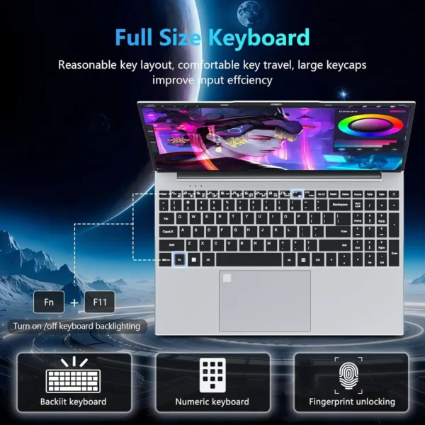 Af6ef962a2c634d61b964520d309625dfs.webp Windows 11 Pro Laptop Computer Intel Core i3-5005U 15.6" 16GB DDR 1TB SSD Laptops Office Computer PC Fingerprint Unlock Notebook