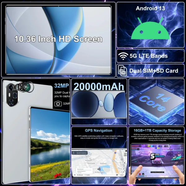 Aff4b685581a841a6af77ffb0760705eck.webp 2026 Android 13 S30Pro Global Pad New 10.36 inch tablet SOF Dragon 8 Gen2 16GB 1TB 4KHD 5G WIFI Bluetooth WPS mAh tabs