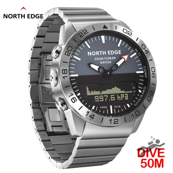 H108b3fb0718c4b7bbcf6212f8b19ac0cv.webp NORTH EDGE Mens Dive Watch Military Army Luxury Full Steel Smartwatch Compass Altimeter Barometer Digital Clock Waterproof 200m