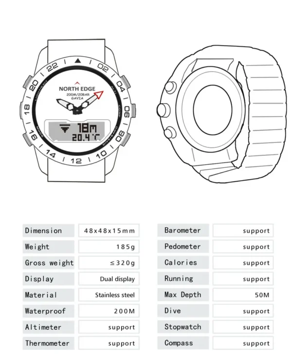 H2960af91e23344f9bd3940fce9e97dcfI.webp NORTH EDGE Mens Dive Watch Military Army Luxury Full Steel Smartwatch Compass Altimeter Barometer Digital Clock Waterproof 200m