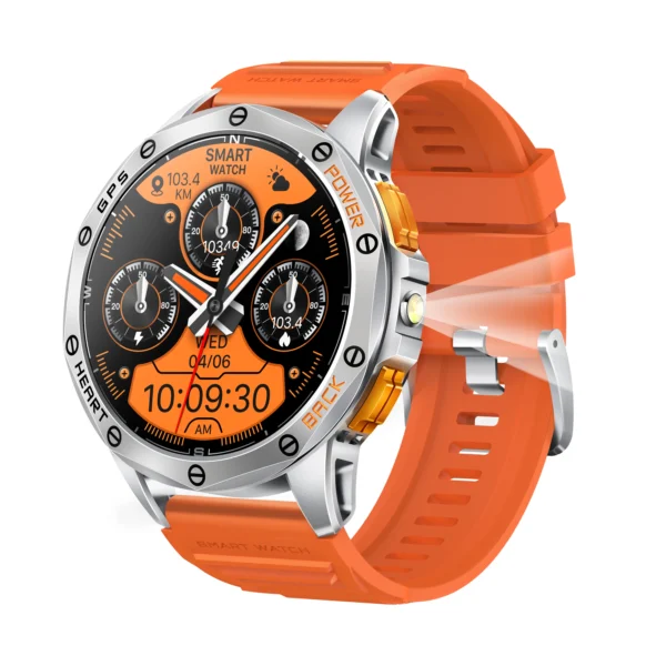 K67 Smartwatch Men Blood Pressure BT Call  1.43inch Amoled Screen IP68 Waterproof Compass GPS Sports Smart Watch with LED Light