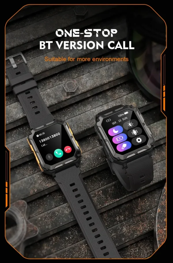 VC20 Pro Outdoor Sport Smart Watch 5ATM Waterproof BT Music Call Blood Oxygen 380mah Battery Health Tracker for Android and IOS