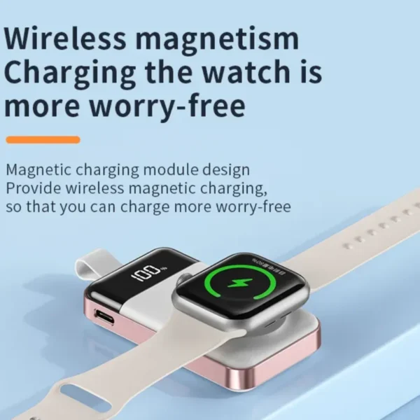 H733b6aaecd9e47a3915a71d16cbe78fdo-1.webp Wholesale Mini Portable Powerbank 2000mAh Smart Watch Charger Power Bank for Watch 2 3 4 5 6 7 8 SE Ultra With Led Display