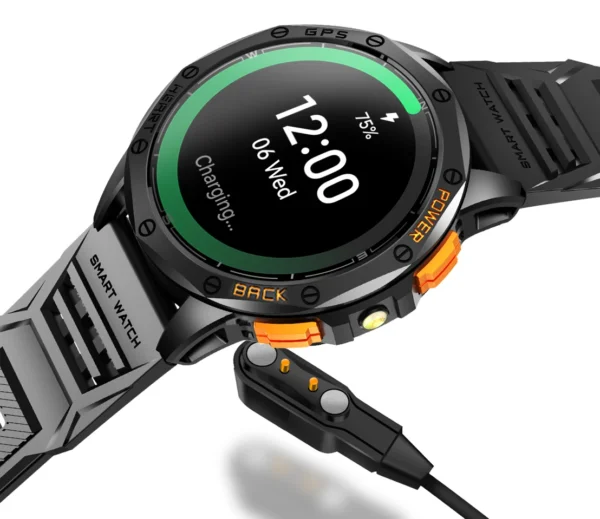 K67 Smartwatch Men Blood Pressure BT Call  1.43inch Amoled Screen IP68 Waterproof Compass GPS Sports Smart Watch with LED Light