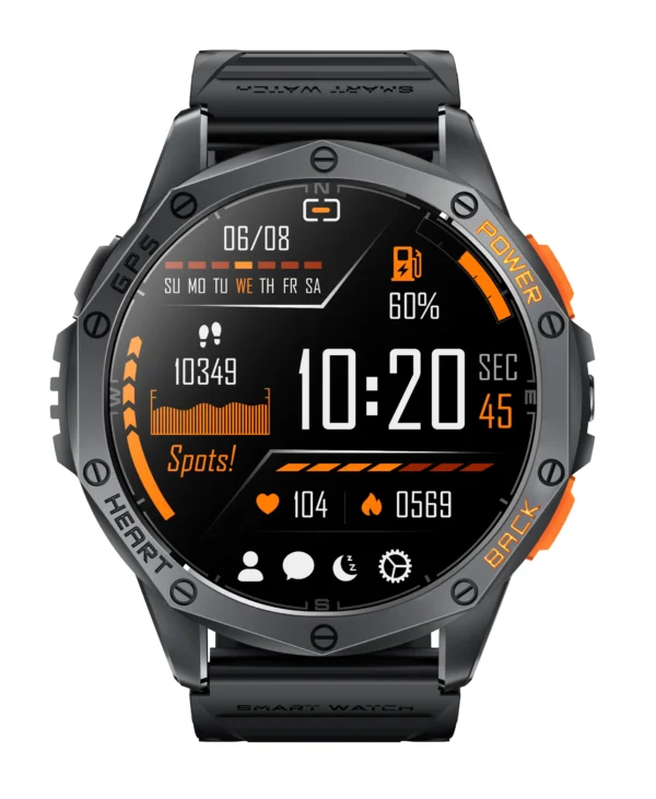 K67 Smartwatch Men Blood Pressure BT Call  1.43inch Amoled Screen IP68 Waterproof Compass GPS Sports Smart Watch with LED Light