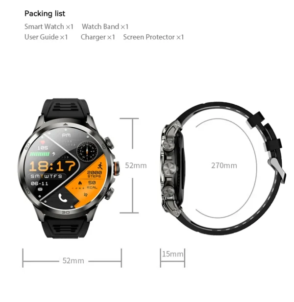 Hb7385ba522da4f8992a0abf7fc669747v.webp 2025 Amoled Smart Watch H19 Sim Card HD Video Call Heart Rate 1.95inch Screen Rotating Camera 1990mA 4G SmartWatch