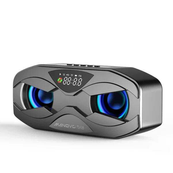 Hcd9fbbdfe5be4cddab947ef3ed61af39c.webp Manovo M5 Portable Speaker with Heavy Bass Support FM Radio, LED Colorful Lights, Stereo Sound, for Home, Party, Travel