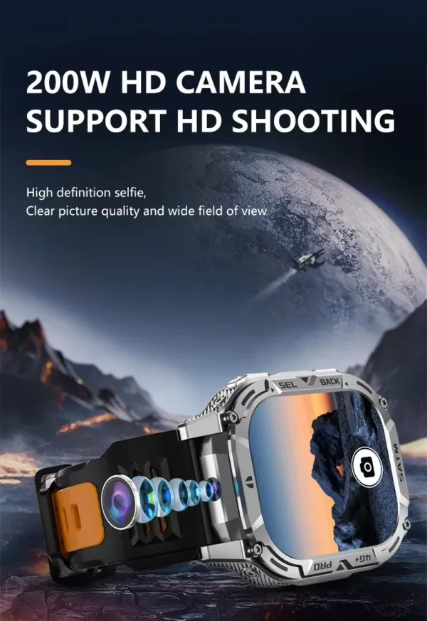 Hfc4f2ee54ce14f6389c8f0f56324390fw.webp B25 4G Android Smart Watch with Sim Card 2.04inch Amoled Screen IP67 Waterproof HD Video Call Men Sports Smartwatch
