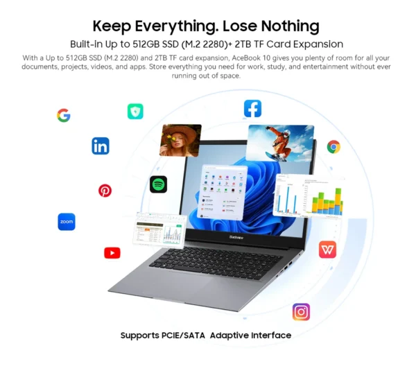 S01dea77ef50645bf9eb30c0e31b8a2cfy.webp Blackview Laptop AceBook 10 16GB DDR4 512GB SSD 4-Core Intel Twin Lake N150 18.5'' LCD Display Computer Windows 11 Pro IPS