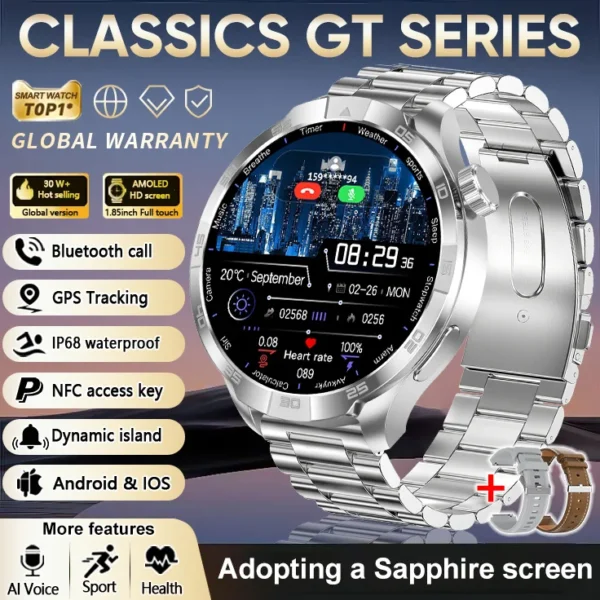 S02eff0aacbd64f0dbb96e3302127622cA.webp 2026 New Sapphire Screen Smart Watch 1.85-inch Ultra HD AMOLED GPS Bluetooth Call NFC Compass IP68 Sports Fitness Smart Bracelet