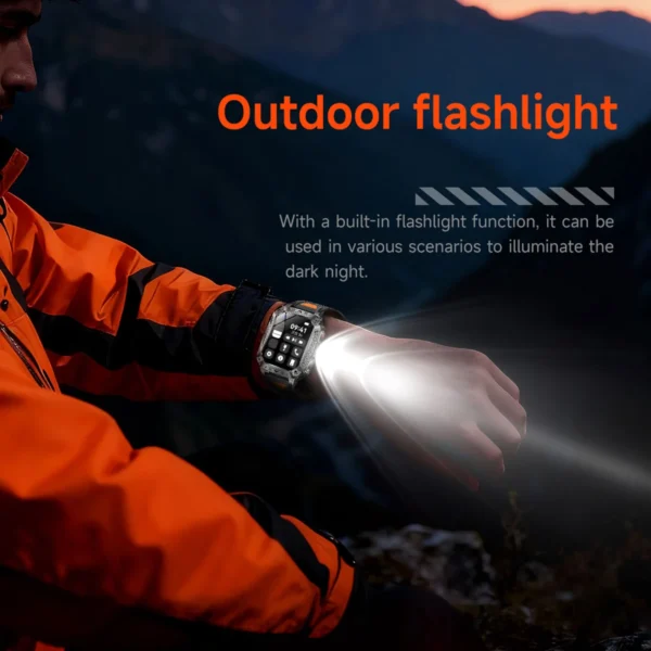 S0310ec456827495996f8e7e0a72c6dffg.webp 2026 Military Smartwatch 2.01''Color Screen Outdoor Sports Watch for Men SOS Red Alarm Flashing Flashlight Health Monitor IP68