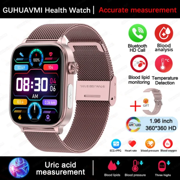 S07a57175cbb54f0fb7e8e90ddaf03a166.webp 2025 New For XIAOM1 ECG+PPG Blood Fat Uric Acid Health Smartwatch Men Women Heart Rate Blood Pressure Bluetooth Call Smart Watch