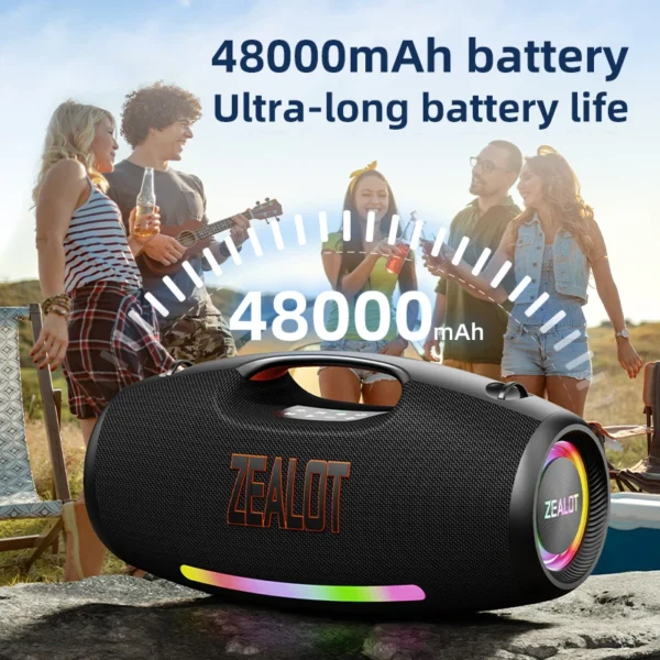 S07b0d771c5e441ceae8e0945d41f9d0a4.webp ZEALOT S89 Wireless Speaker 250W Portable Outdoor with RGB Color Lights Long 48000mAh Battery up to 8 Hours Playtime