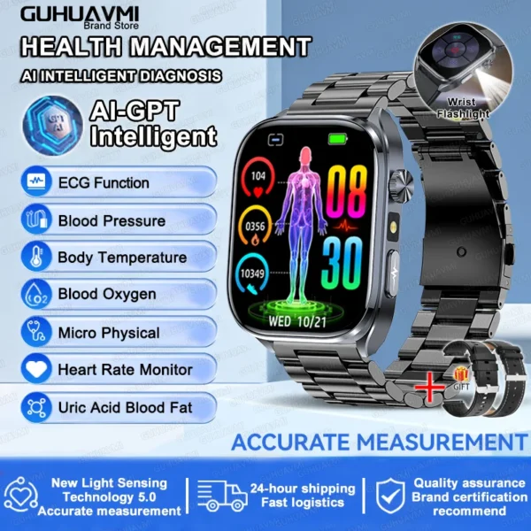 S09c9da509348414296e256bff4ffcdf7C-1.webp 2025 New AI Diagosis ECG Health Smart Watch Men Blood Pressure Lipid Uric Acid AI-GPT Intelligent Q&A Health Smartwatch For Men