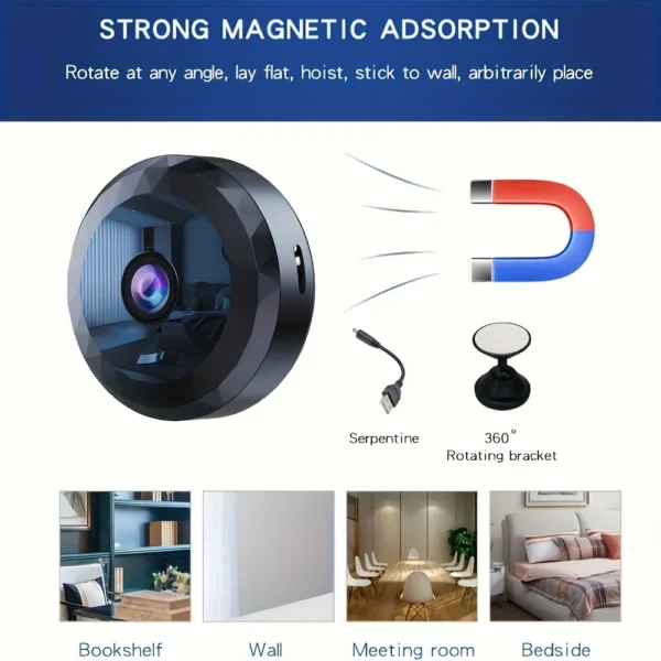 S0b000e8101484975b88bd118d9aacd3ad.webp Wireless Mini WiFi Security Camera with Night Vision Motion Detection Rechargeable Battery Easy to Mount & App-Controlled
