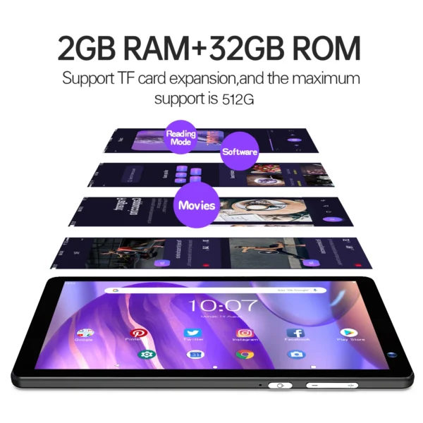S0be33c9d534b4f62b67a0b01fe97976du.webp PRITOM 7 Inch Tablet PC 32 GB Android 11 with Quad Core Processor HD IPS Display Dual Camera WiFi with PU Protective Case