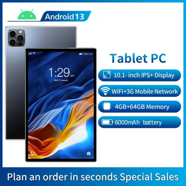 S0cd0c816937741ae9155a11cc0c1f6b78.webp BDF Android 10.1 Inch Tablet Pc Google Play Octa Core Dual Cameras Dual SIM 3G Phone Call Tablets Bluetooth Wifi 4GB+ 64GB ROM