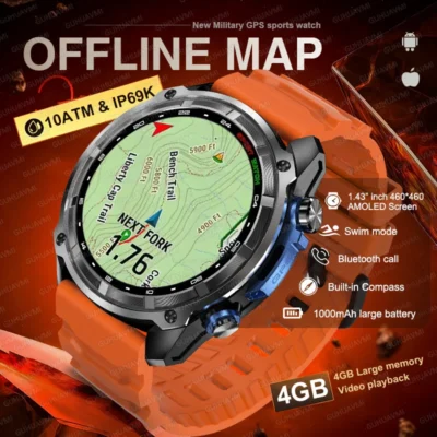 S0e7540661597499b99e1da6778736e93l.webp 2025 Military Offline map 1000mAh Battery Smart Watch 4GB Big Memory GPS Navigation MP3/MP4 Player Swim Sports trackr Smartwatch
