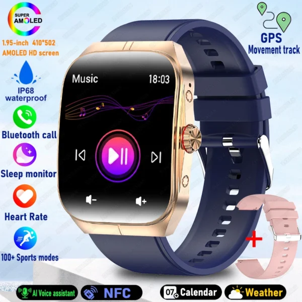 S11f5a217e7354cee99d3da38590f7a5dA.webp 2025 New HD AMOLED screen For OPPO Watch 4 Pro Sports Smart Watches Men GPS Track Waterproof Bluetooth Call NFC Smart Watch