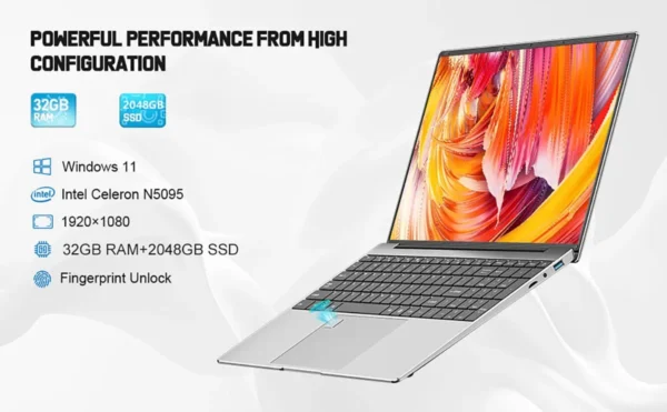 S123e867435eb49d0ba996aba9778f5fbC.webp Portable 15.6" Laptop 32GB Ram DDR4 2TB SSD Windows 11 Notebook Pc Gamer Intel N5095 Office Computer with Backlit Fingerprint