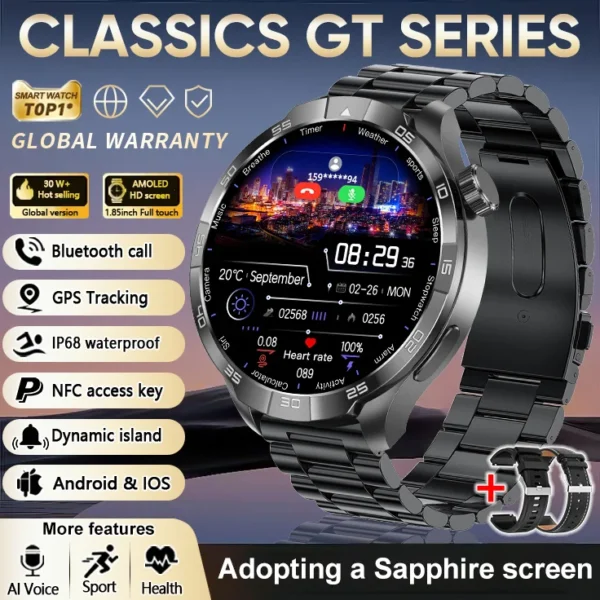 S13736ef2a2fd43d1843ca5170bb47260m.webp 2026 New Sapphire Screen Smart Watch 1.85-inch Ultra HD AMOLED GPS Bluetooth Call NFC Compass IP68 Sports Fitness Smart Bracelet
