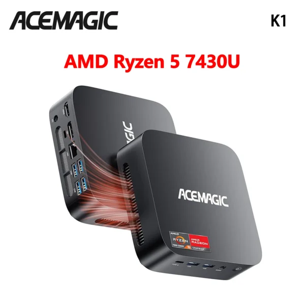 ACEMAGIC K1 MINI PC AMD Ryzen 5 7430U 16GB RAM 512GB SSD Windows 11 Pro MINI Computer Wifi6 BT5.2 4K Triple Display