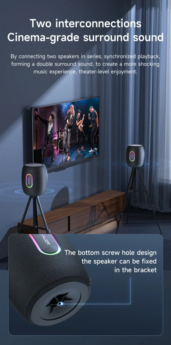 Zealot-S64 Bluetooth Speaker 50W Bluetooth 5.2 Wireless Speakers,360 Degree Surround Sound, IPX6 Waterproof, 20H Playtime