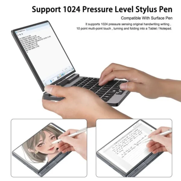 S15318c9b831e4d52ab090a4b6b1f880c9.webp CRELANDER P8 Mini Laptop 8 Inch Touch Screen Intel Lake N150 12GB DDR5 WiFi 6 2 In 1 Laptop Notebook Tablet PC Pocket Laptop