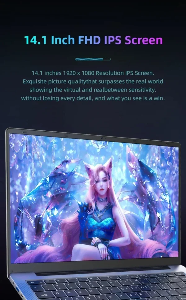 New Ultra Slim Laptop 14.1" 16GB RAM 2TB SSD Intel N3700 Notebook Gamer 1920*1080 Display Office Study Computer PC Windows 11 Pro