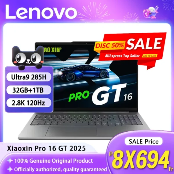 S184f699c991d409d8eb7514322f47631Z.webp Lenovo Xiaoxin Pro 16 GT 2025 Ultra9 285H RTX5050 32G+1TB 16inch 2.8K 120Hz Screen Gray