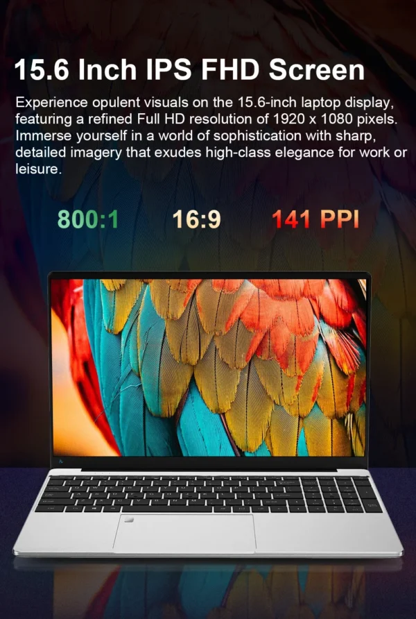 S18c0583e0a294d699149fa8806e1f2028-1.webp 15.6" Laptop Computer Intel Celeron N4000 Notebook PC Fingerprint Unlock Windows 11 Pro 16GB RAM 512GB 1TB SSD HD 1080P Laptops