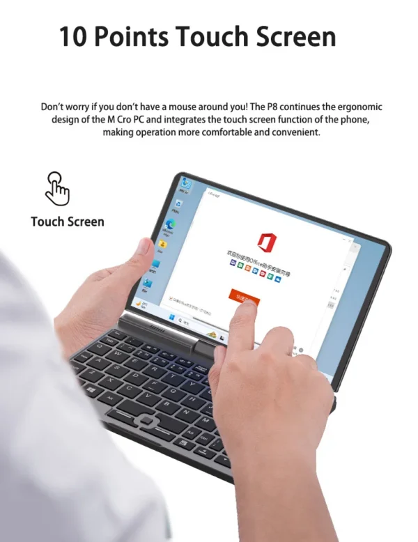 S1a116db6583444a99ce6a2ec97589be46.webp CRELANDER P8 Mini Laptop 8 Inch Touch Screen Intel Lake N150 12GB DDR5 WiFi 6 2 In 1 Laptop Notebook Tablet PC Pocket Laptop