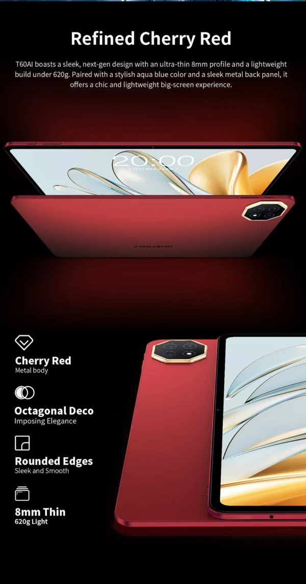 S1ac139fc4fae46da8fe5b4ff96870ca4p.webp Teclast T60 AI Tablet 12" 90Hz AllWinner A733 6GB RAM (+10GB Virtual) 128GB ROM 8000mAh Battery 2000x1200 FHD Display Android 15