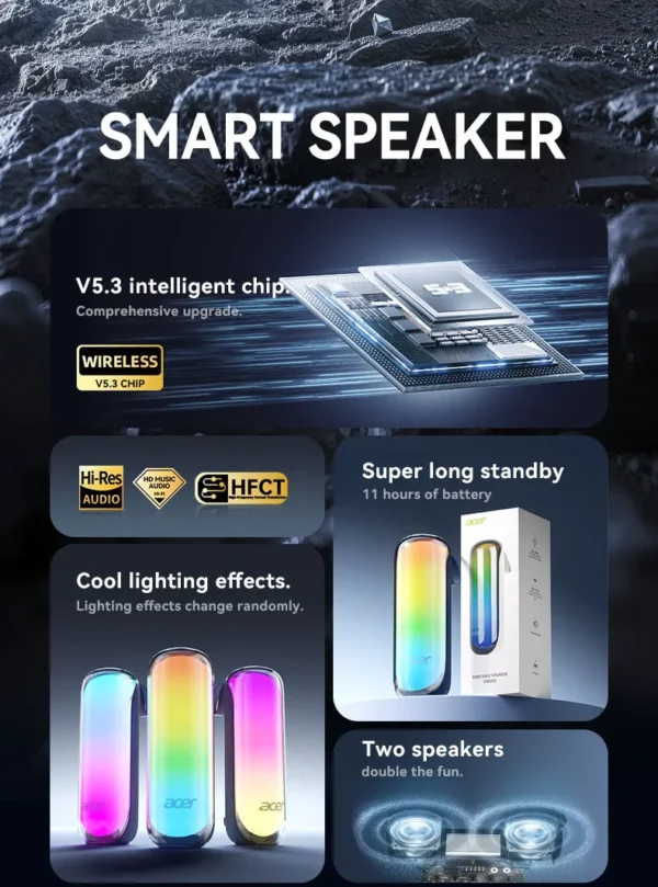 S1b8369e4e68143249eb1042492769283g-1.webp Acer Osk253 Portable Wireless Bluetooth Speaker, with Built-In Dual Speakers and High-Definition Microphone, Supports Tf Card and Fm Radio Function, Comes with Ambient Lighting, High-Quality Wireless Audio