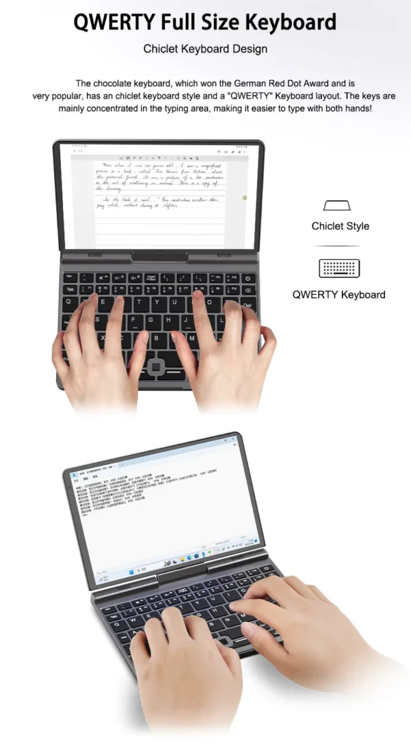 S1bca5e29b00f458a8bc7c233f60e68c43.webp CRELANDER P8 Mini Laptop 8 Inch Touch Screen Intel Lake N150 12GB DDR5 WiFi 6 2 In 1 Laptop Notebook Tablet PC Pocket Laptop
