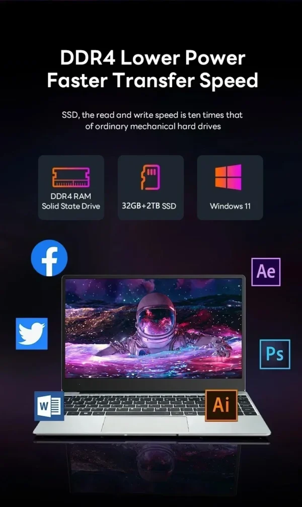 LENO NEW 14.1" Laptop Intel Core i9-9900 32GB 2TB Windows 11 Gaming Computer PC Gamer office Ultra Slim Notebook 1920*1080 HD