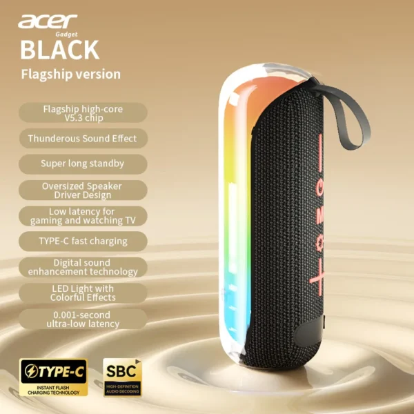 S1fc17123e7a14136b2a02f73b39e3566N-1.webp Acer Osk253 Portable Wireless Bluetooth Speaker, with Built-In Dual Speakers and High-Definition Microphone, Supports Tf Card and Fm Radio Function, Comes with Ambient Lighting, High-Quality Wireless Audio