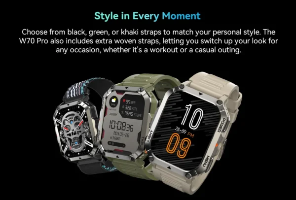 Blackview W70 Pro Outdoor Sport Smart Watch, IP68 Waterproof Smartwatch 2.01-inch TFT Screen, 900mAh Battery, Bluetooth Talking