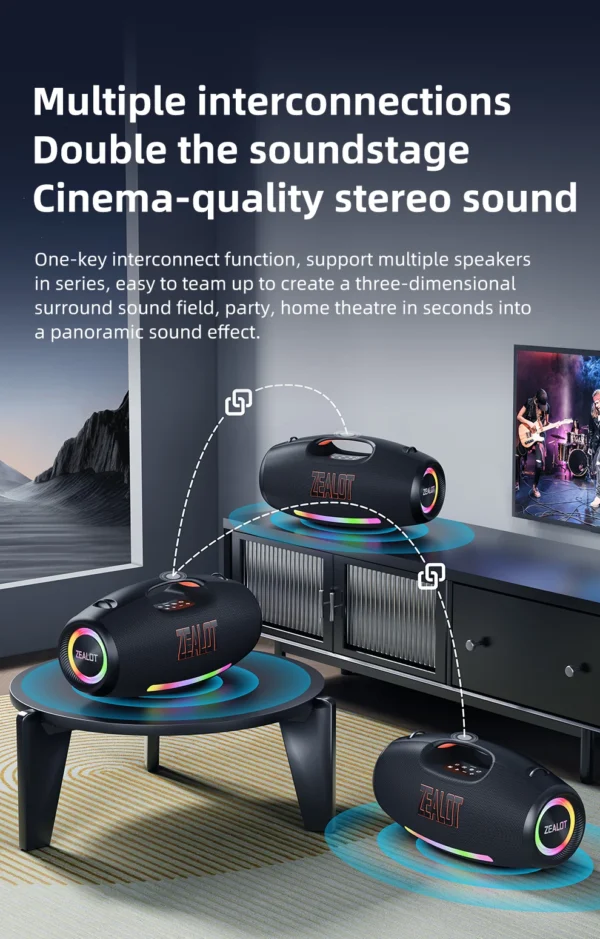 S23167c6326bd41d0a19ed08c2cf3b36eG.webp Zealot_89 250W Waterproof Portable Loud Bluetooth Speaker, Wireless Outdoor Boombox SubwooferTriple Passive Radiators-Deep Bass