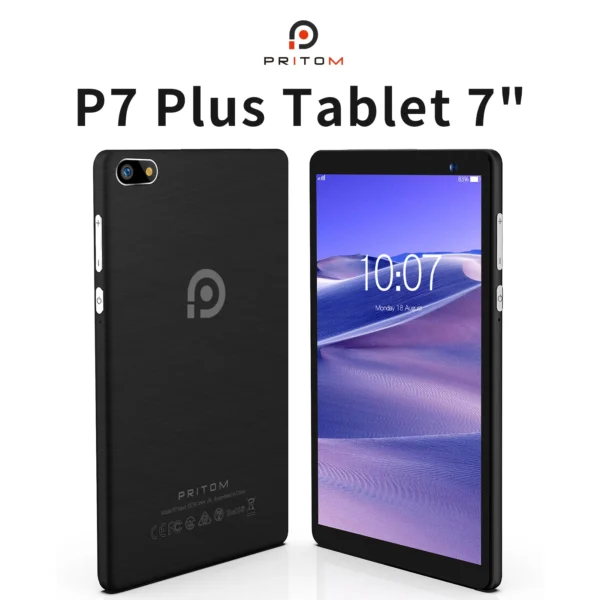 S238dcd0eae714c35951eb4aeef19ec18B.webp PRITOM 7 Inch Tablet PC 32 GB Android 11 with Quad Core Processor HD IPS Display Dual Camera WiFi with PU Protective Case