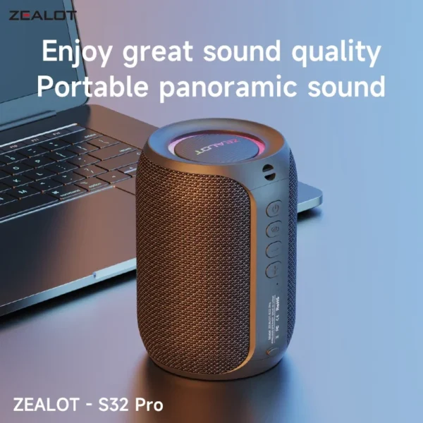 S25e11cce7b9348b89dbc9552a0ec8aebt.webp Zealot S32 pro Bluetooth Wireless Outdoor Portable Subwoofer Speaker Waterproof IPX6 Dual Pairing 3600mAh Wireless Speaker