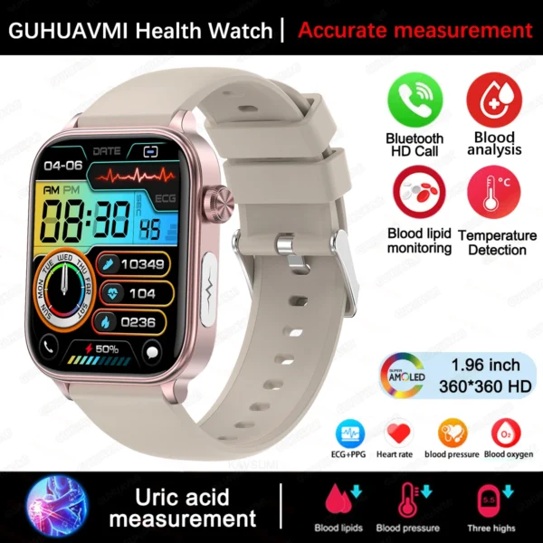 S265afbe9bb7a4db5b016f75534a7270d3.webp 2025 New For XIAOM1 ECG+PPG Blood Fat Uric Acid Health Smartwatch Men Women Heart Rate Blood Pressure Bluetooth Call Smart Watch
