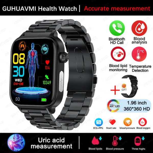 S26cbc14a8ed74409b777aacba791830eE.webp 2025 New For XIAOM1 ECG+PPG Blood Fat Uric Acid Health Smartwatch Men Women Heart Rate Blood Pressure Bluetooth Call Smart Watch