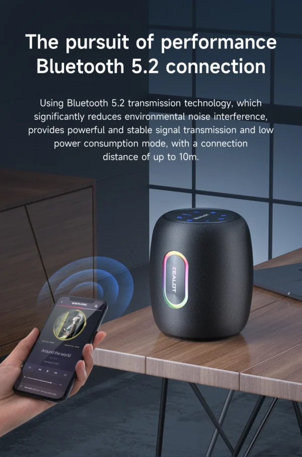 Zealot-S64 Bluetooth Speaker 50W Bluetooth 5.2 Wireless Speakers,360 Degree Surround Sound, IPX6 Waterproof, 20H Playtime