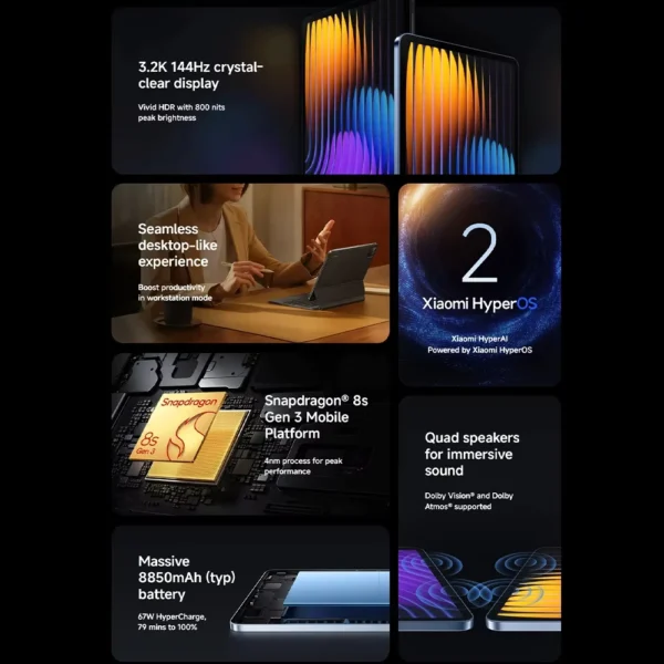 S2d6d9a773e8f4822af61a1f0863b7e3fX.webp Global Version Xiaomi Pad 7 Pro 128GB 256GB 512GB Snapdragon 8s Gen 3 11.2" 3.2K 144Hz Screen 8850mAh Mi Tablet Xiaomi Pad 7Pro