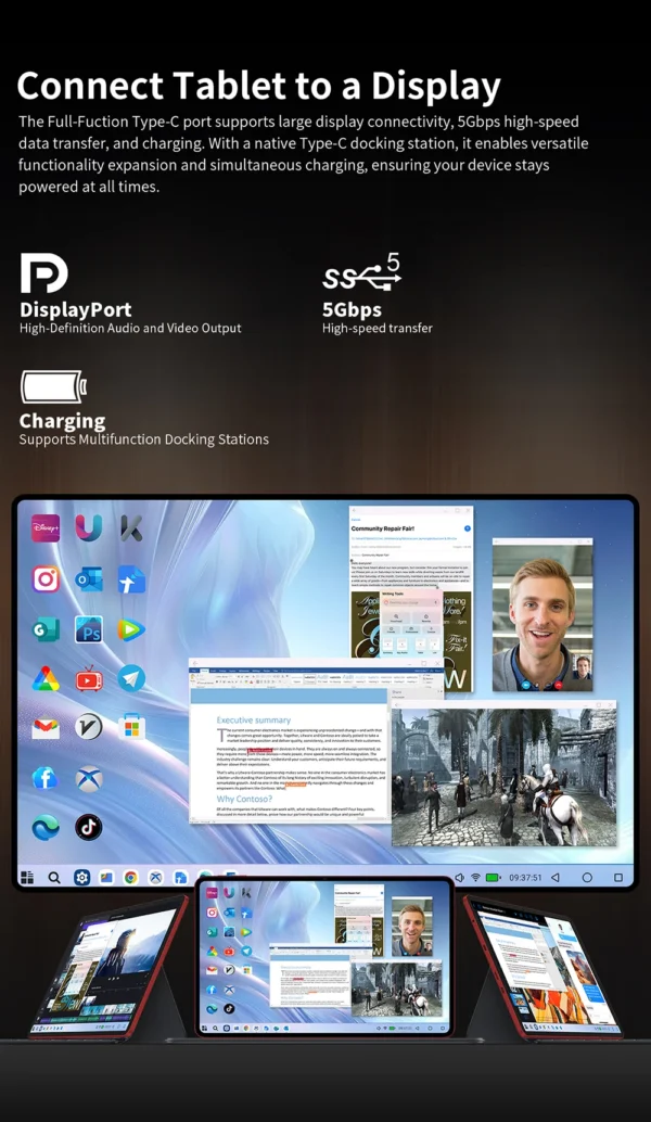 S2de514396c7a466da20f550819220d19h.webp Teclast T60 AI Tablet 12" 90Hz AllWinner A733 6GB RAM (+10GB Virtual) 128GB ROM 8000mAh Battery 2000x1200 FHD Display Android 15